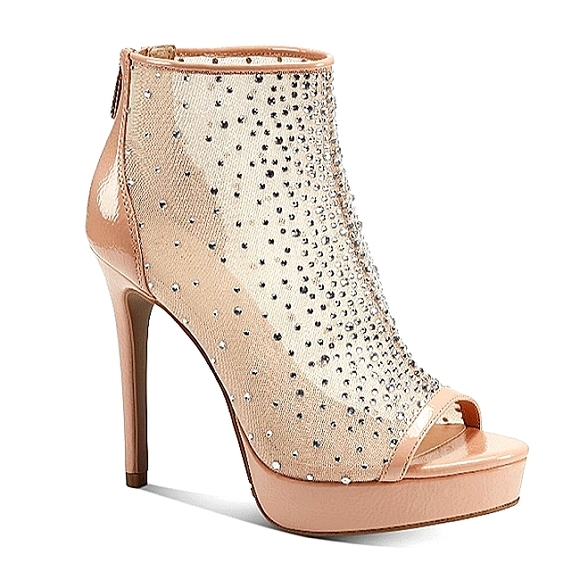 Thalia Sodi Shoes - New w/Box Thalia Sodi Desire Nude Mesh Bling Peep-Toe Platform Stilettos Size 10